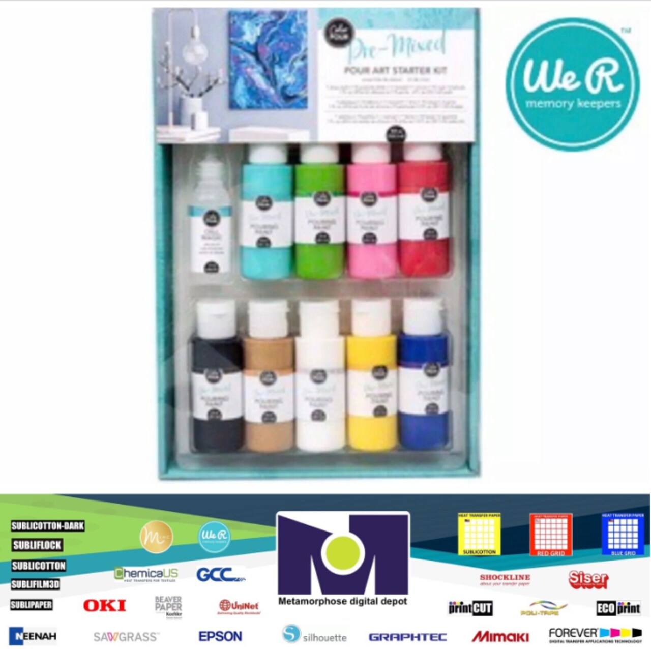 STARTER KIT -American Crafts- COLOR POUR - PRE-MIXED POUR ART STARTER KIT 348493